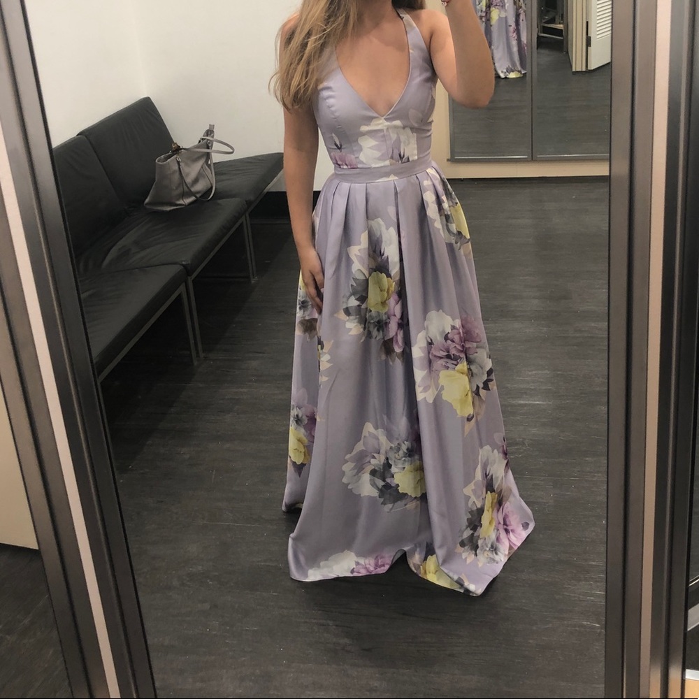 Purple Floral Prom Dress